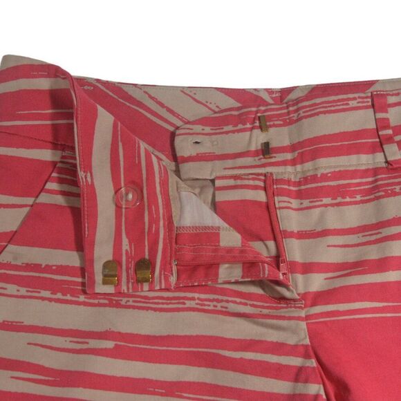 NY&C 7th Avenue Suiting Shorts Size 6 Pink Tan Striped Cuffed - Picture 4 of 5